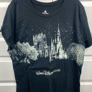 Disney Parks Walt Disney World Icons Glitter T-shirt Womens 1X Black Textured